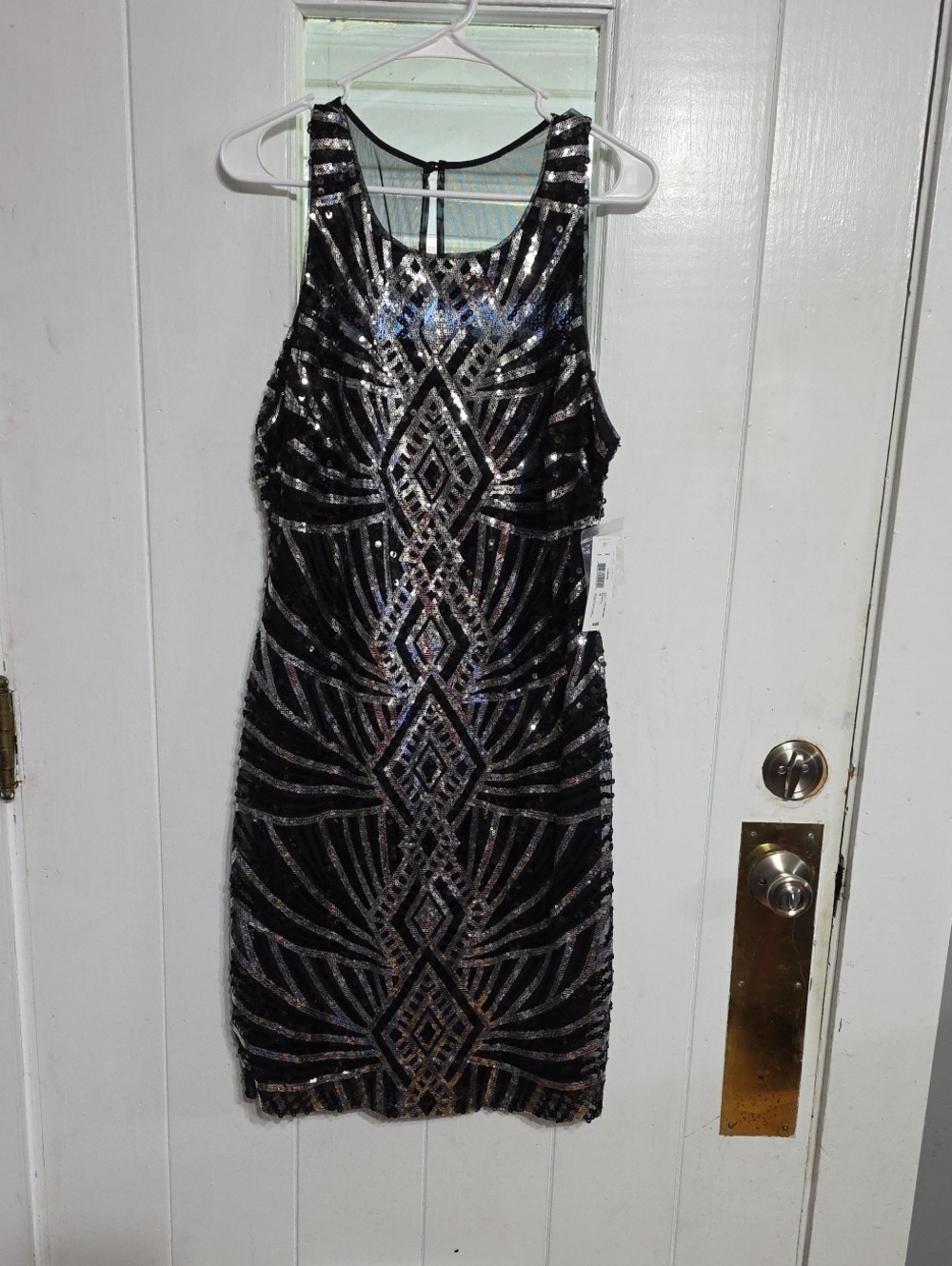 NWT Bisou Bisou Womens Dress Midi Black/Silver Sequins Sleeveless Holidays Sz 16